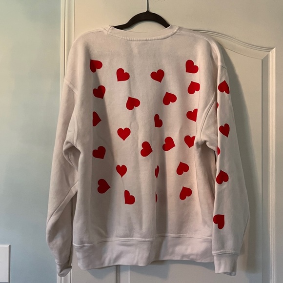 Pacific & Co Sz Large White Sweatshirt with Red Hearts - Picture 5 of 9